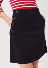 Jordan Cotton Blend A Line Skirt, Navy, hi-res