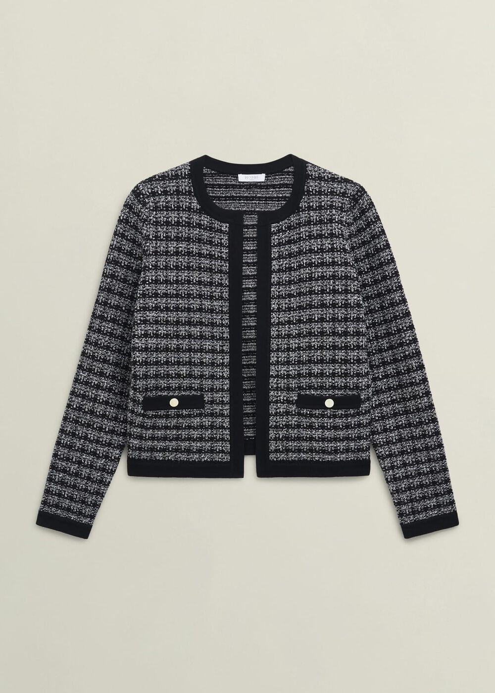 Monochrome Audra Boucle Knitted Jacket, Black Ivory, hi-res