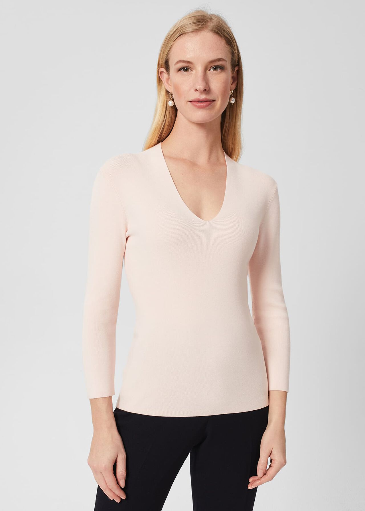 Polly Knitted Top, Pale Pink, hi-res