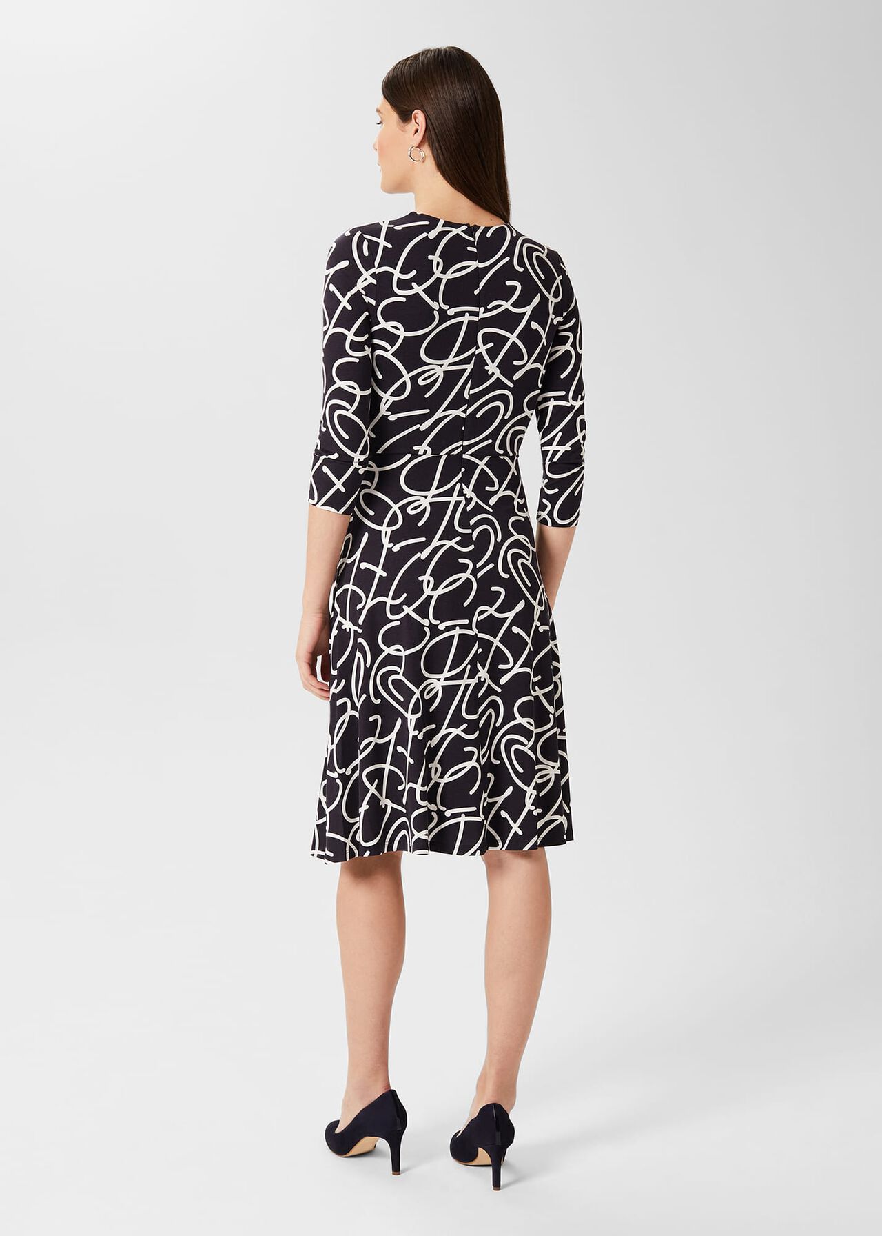 Dina Jersey Wrap Dress, Navy Ivory, hi-res