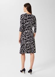 Dina Jersey Wrap Dress, Navy Ivory, hi-res