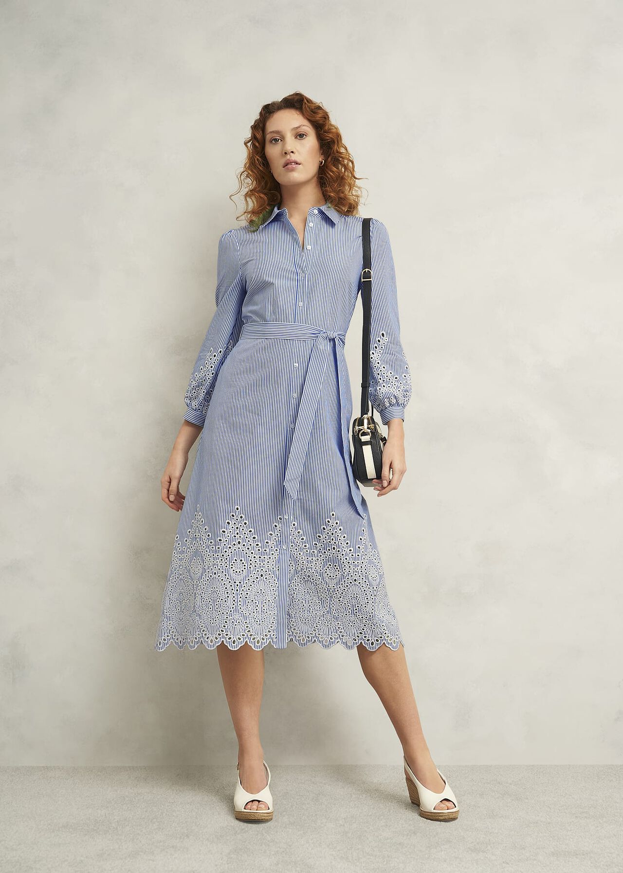 Juliette Cotton Dress, Blue Ivory, hi-res