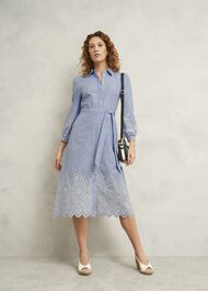 Juliette Cotton Dress, Blue Ivory, hi-res