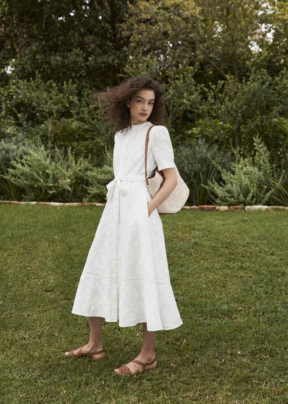 white christmas dresses White Embroidered Cotton Dress With Tassels – Nolabels main image 1