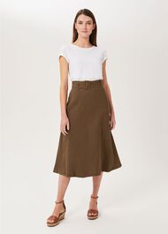 Josephine Linen Skirt, Brown, hi-res