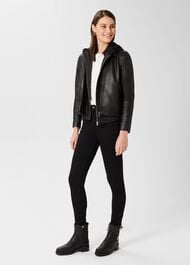 Sera Leather Jacket, Black, hi-res