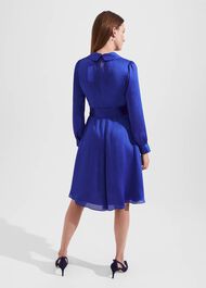Sally Satin Fit And Flare Dress, Egyptian Blue, hi-res