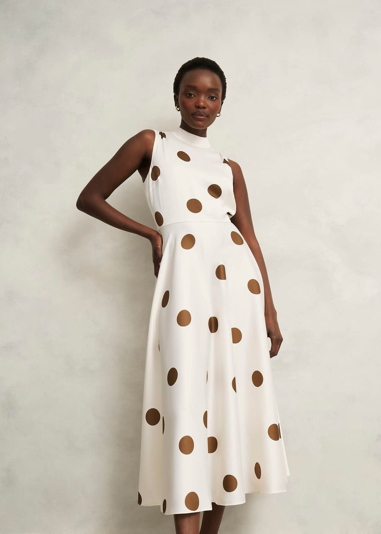 Mia Spot Dress, Ivory Brown, hi-res
