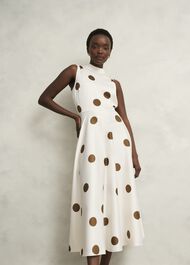 Mia Spot Dress, Ivory Brown, hi-res