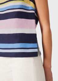 Kinsley Linen Sleeveless Top, Navy Multi, hi-res