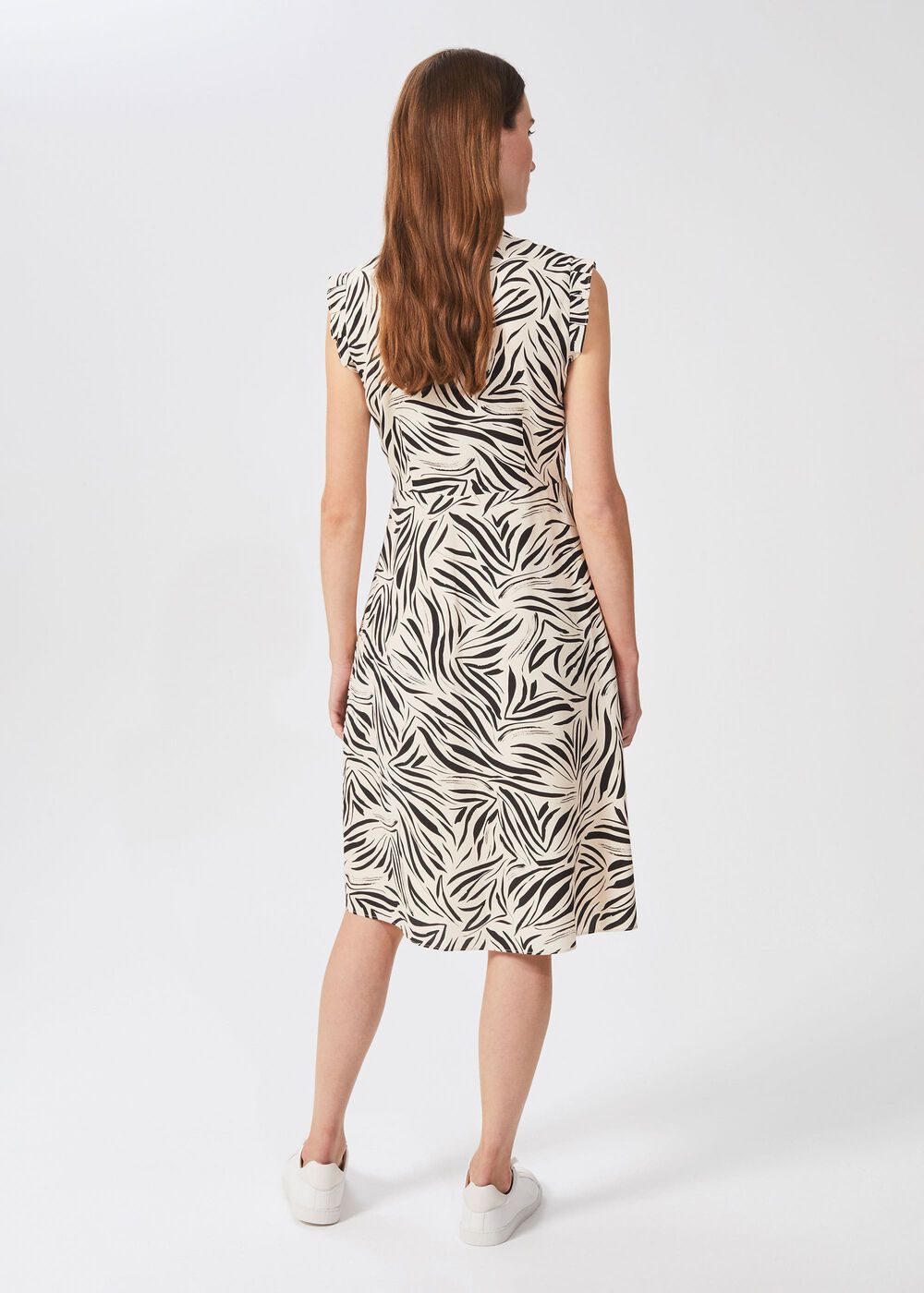 Petite Evangeline Printed Dress, Cream Black, hi-res