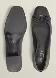 Andie Heeled Leather Ballerinas, Black, hi-res