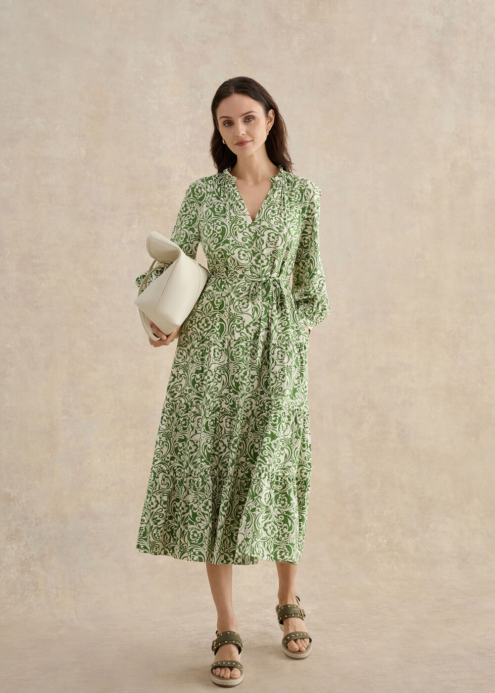 Amaris Dress, Green Cream, hi-res