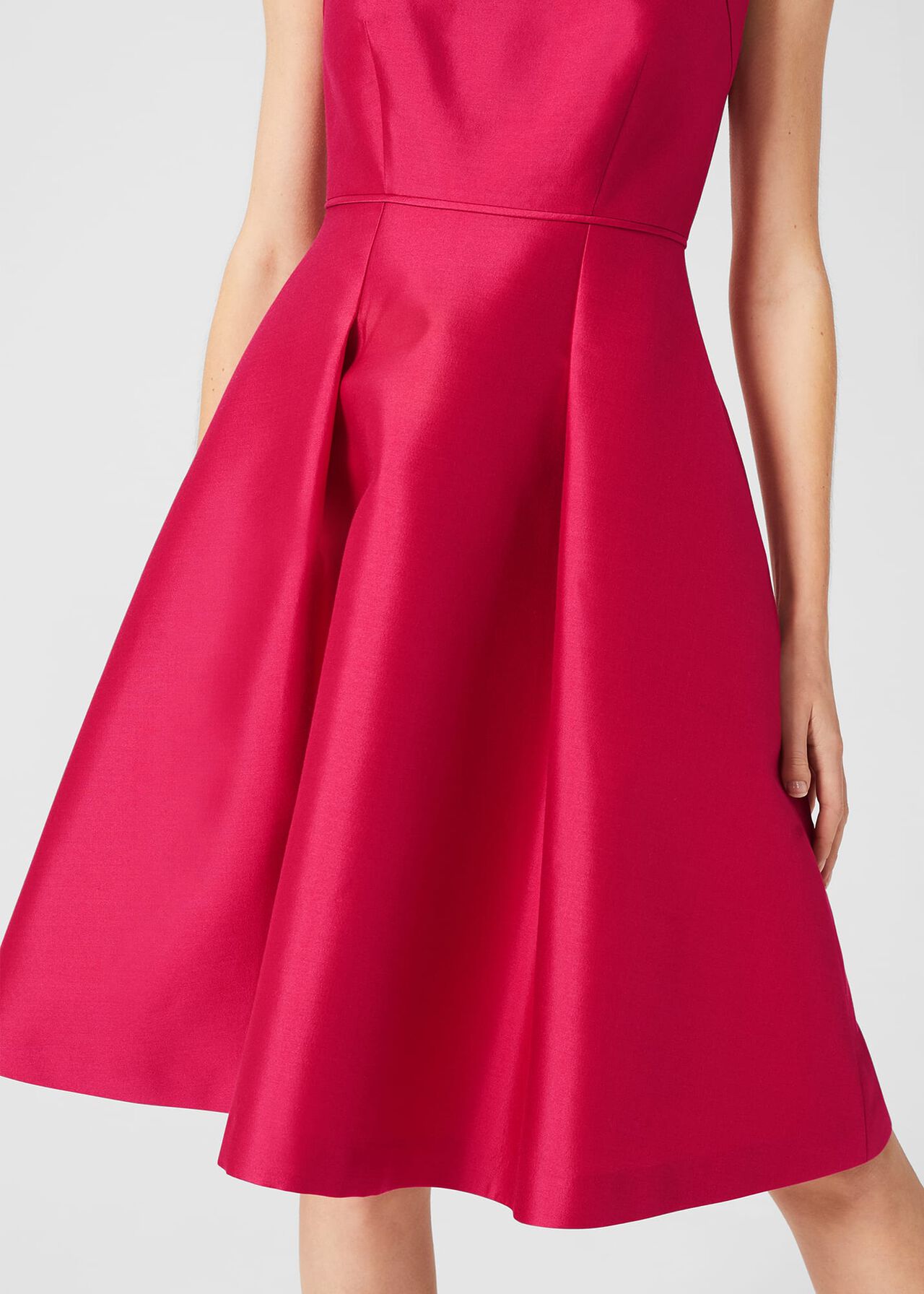 Julietta Silk Blend Fit And Flare Dress, Fuchsia Pink, hi-res