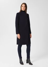 Maisie Wool Blend Coat, Navy, hi-res