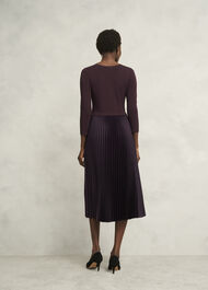 Petite Lucinda Knitted Pleated Midi Dress, Malbec Purple, hi-res