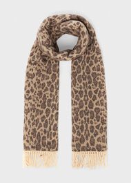 Adriana Leopard Scarf, Camel Multi, hi-res