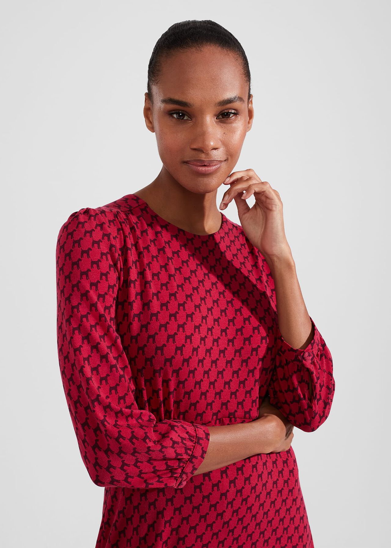 Indi Jersey Dress, Berry Red, hi-res
