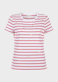 Pixie Cotton Printed T-Shirt, Raspberry Ivory, hi-res