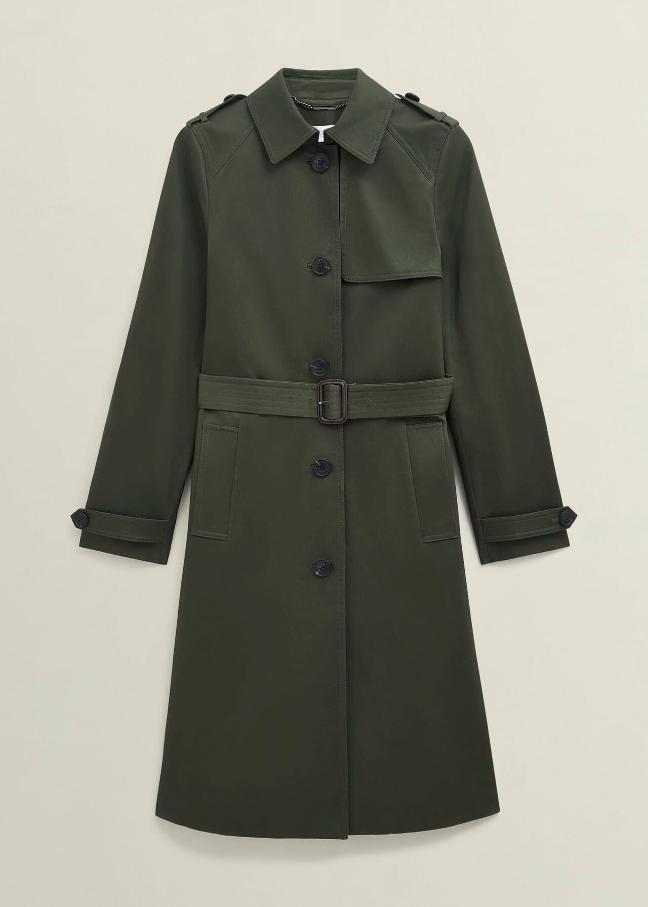 Hallie Shower Resistant Trench Coat, Woodland Green, hi-res