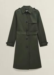 Hallie Shower Resistant Trench Coat, Woodland Green, hi-res