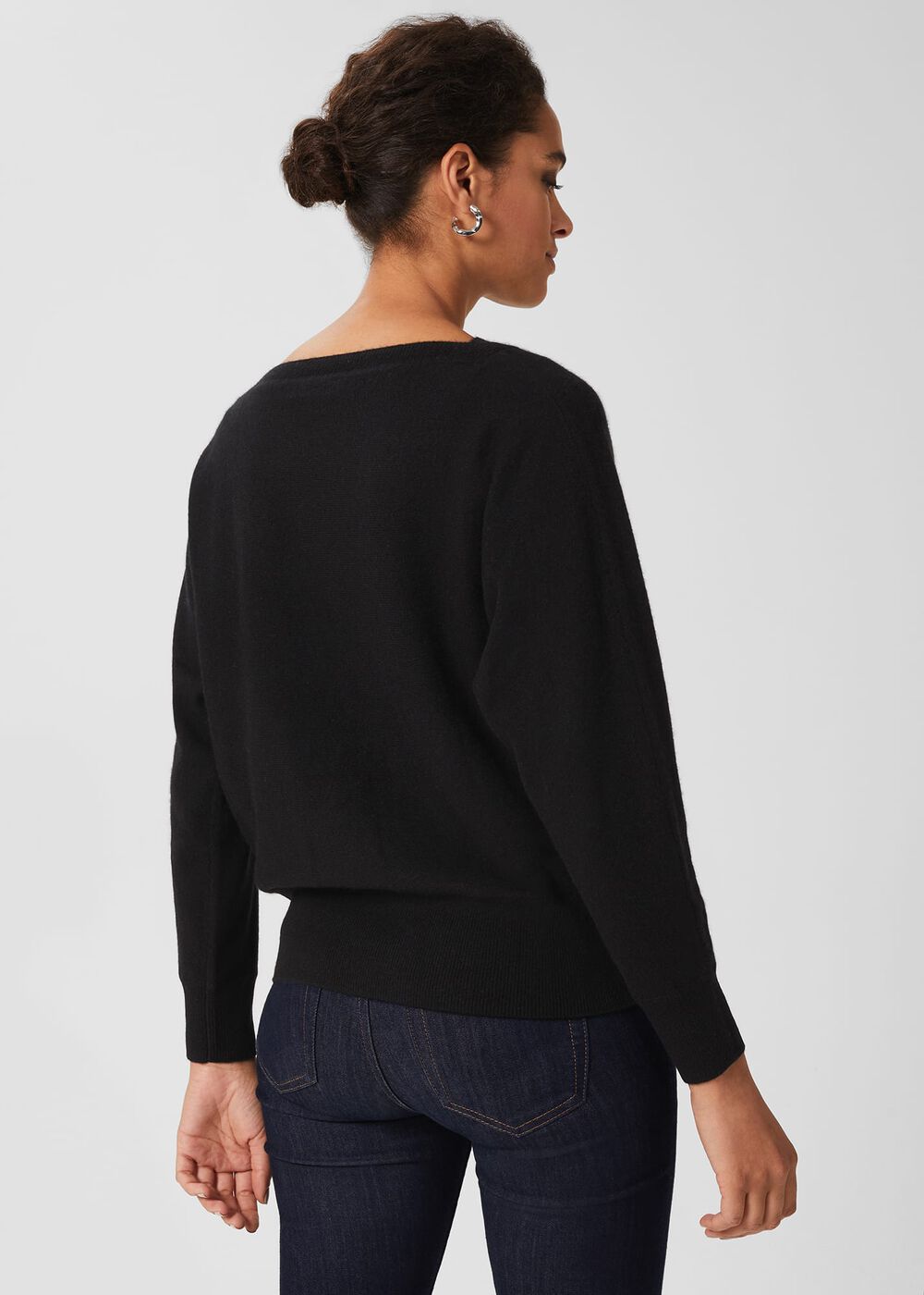 Cashmere Joanna Batwing Jumper, Black, hi-res