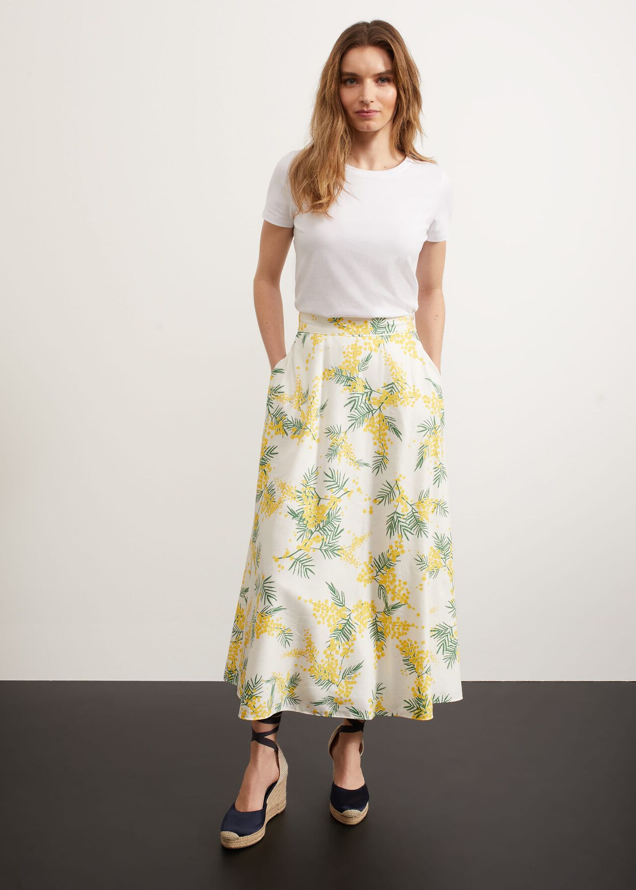 Foxcote Floral Skirt, Ivory Multi, hi-res