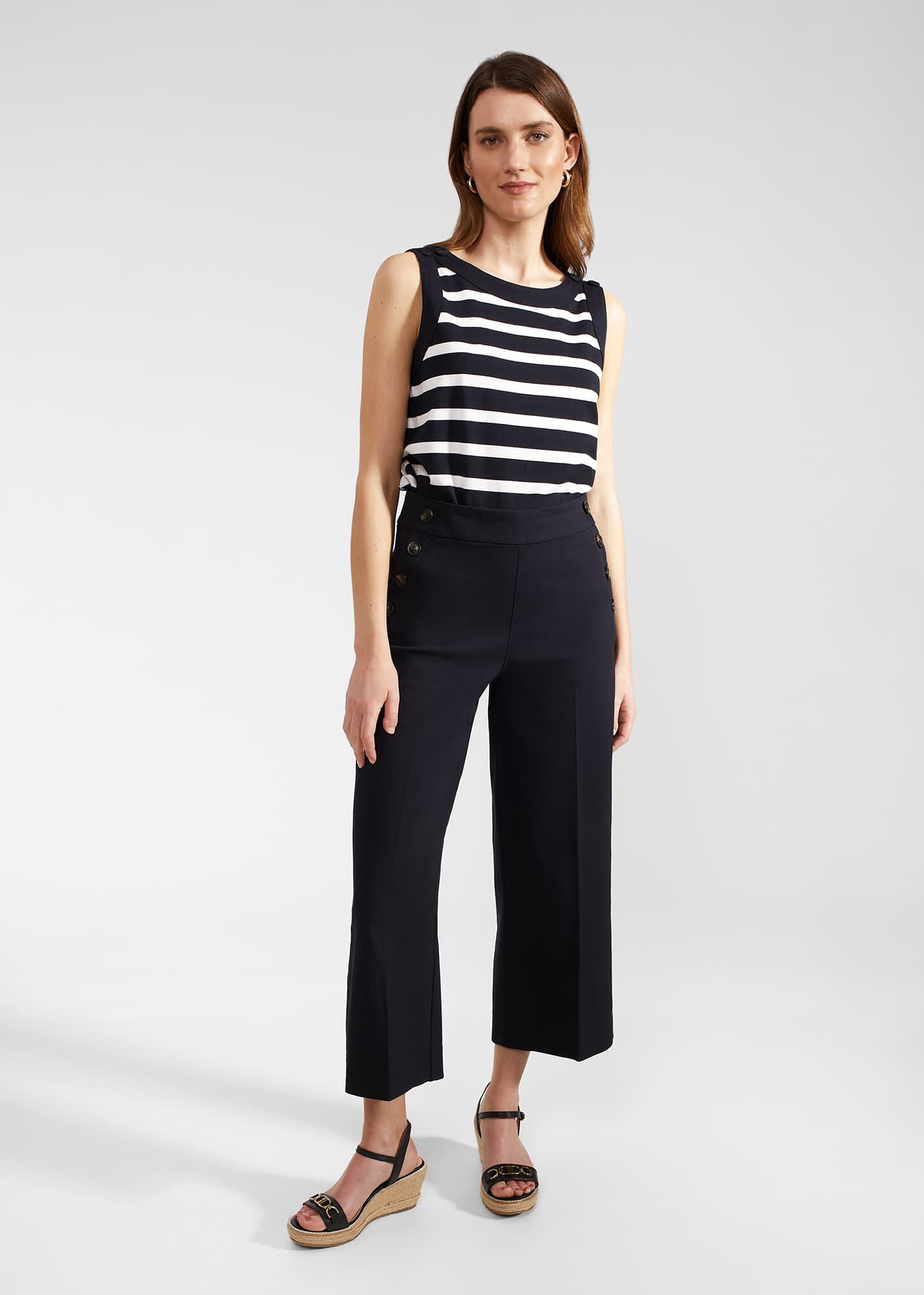 Navy crop trousers new arrivals