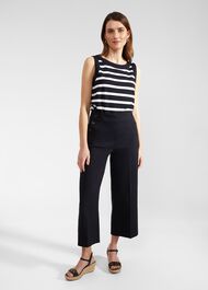 Simone Crop Trousers With Cotton, Navy, hi-res