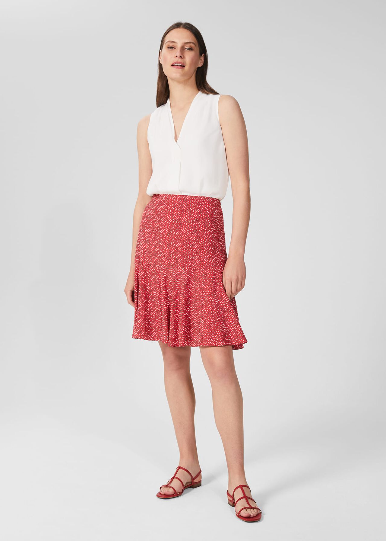 Catalina Printed Skirt, Raspberry Ivory, hi-res