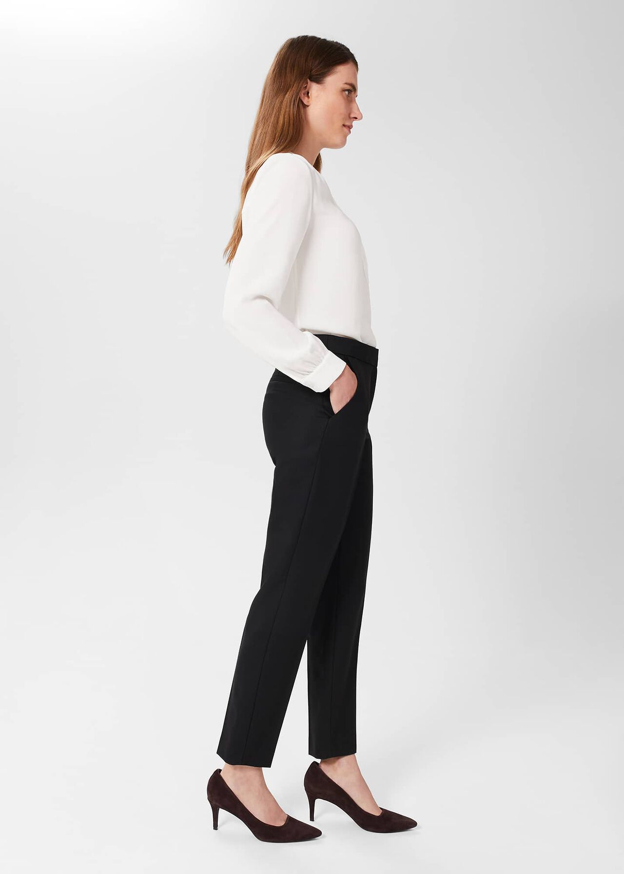 Gael Wool Blend Trousers, Black, hi-res