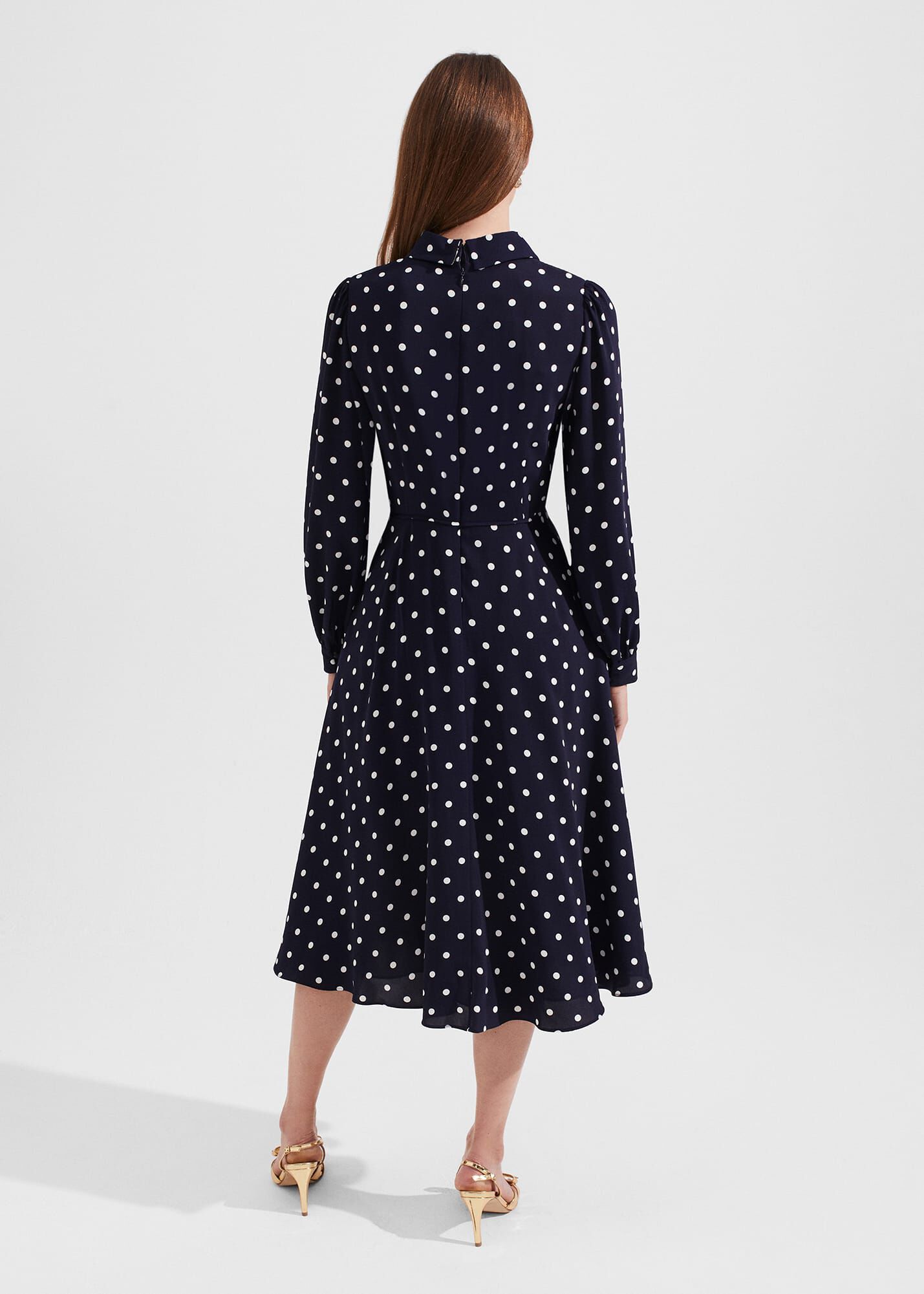 Hobbs navy polka deals dot dress