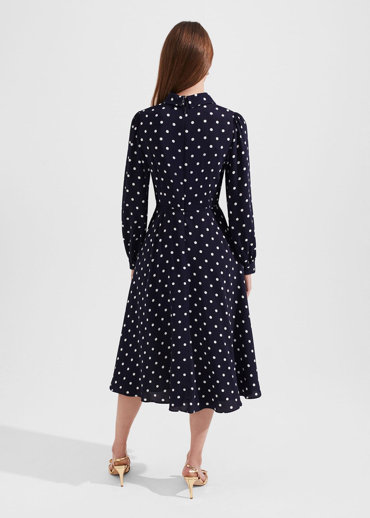 Ayla Spot Fit And Flare Dress, Navy Ivory, hi-res