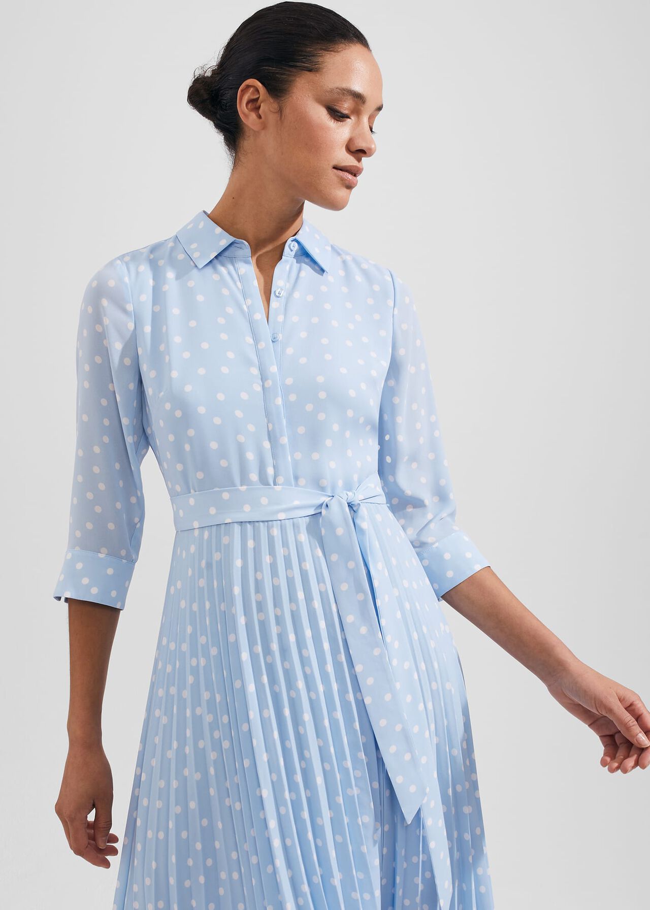 Petite Leona Dress, Dusky Blue Ivry, hi-res