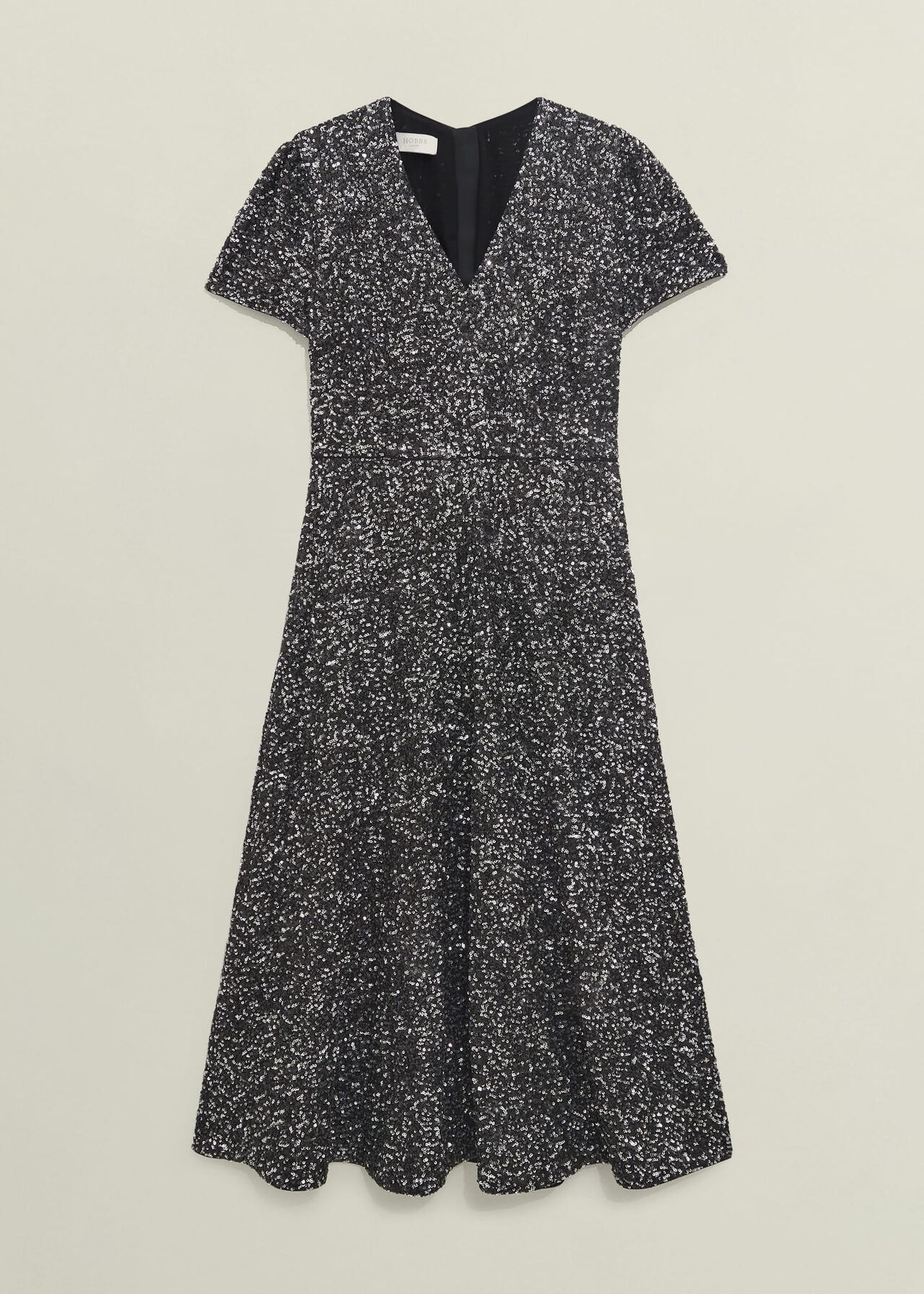 Tatiana Sequin Dress, Black Silver, hi-res