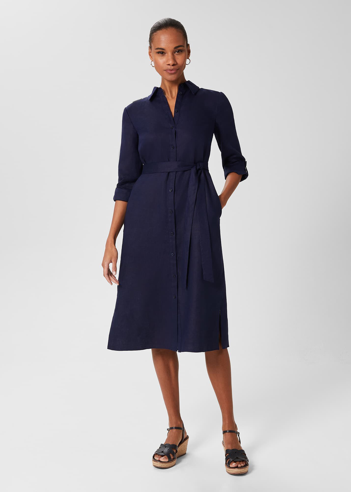 Long navy shop shirt dress