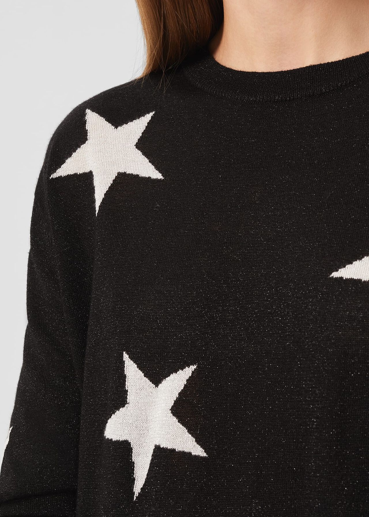 Deborah Sparkle Star Sweater, Black Silver, hi-res