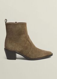 Frankie Suede Western Boots, Dark Tan, hi-res