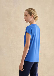 Jonie Printed V Neck Top, French Blue, hi-res