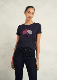 Pixie Cotton Embroidered T-Shirt, Hobbs Navy, hi-res