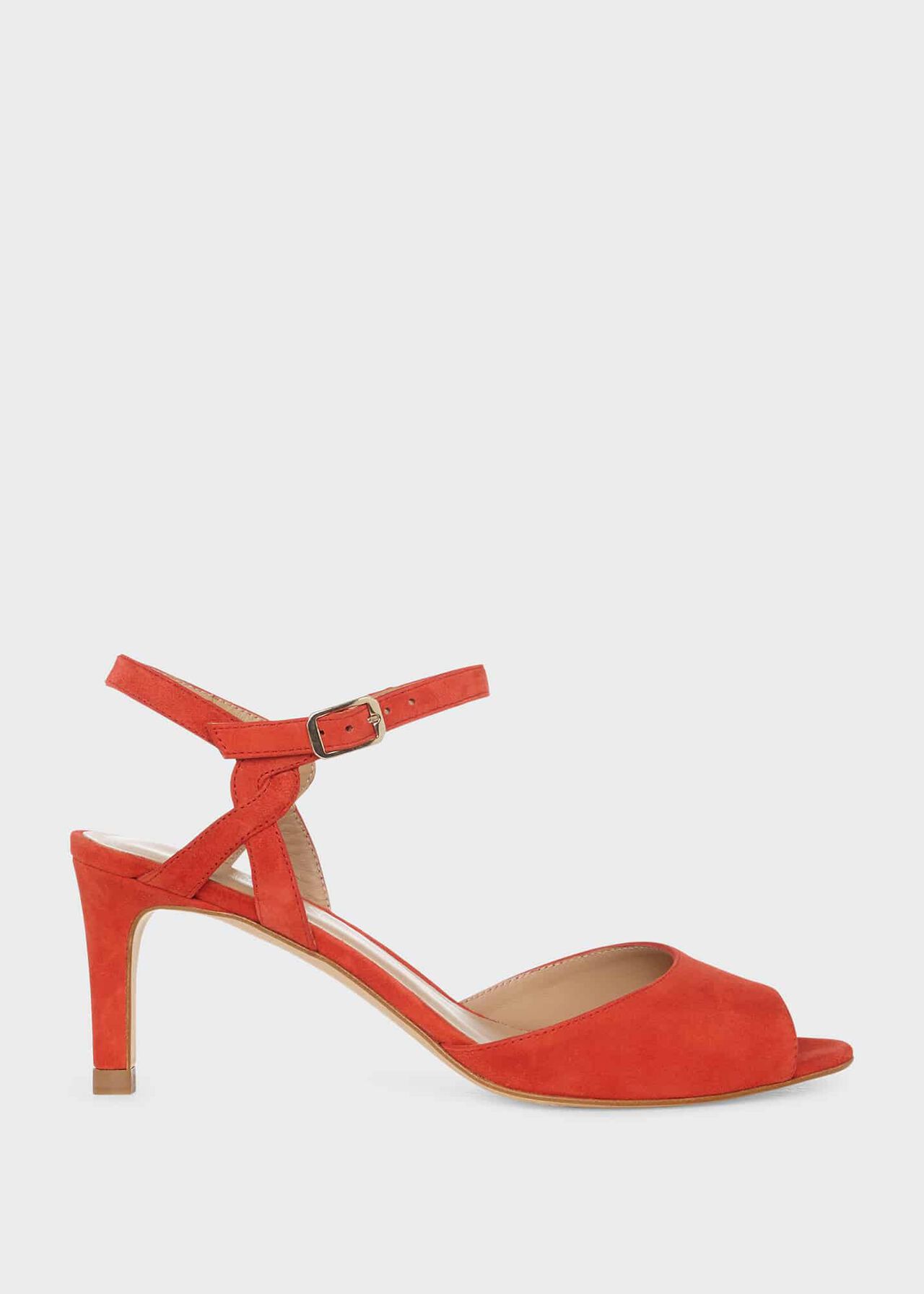 Leia Suede Heeled Sandals, Flame Red, hi-res