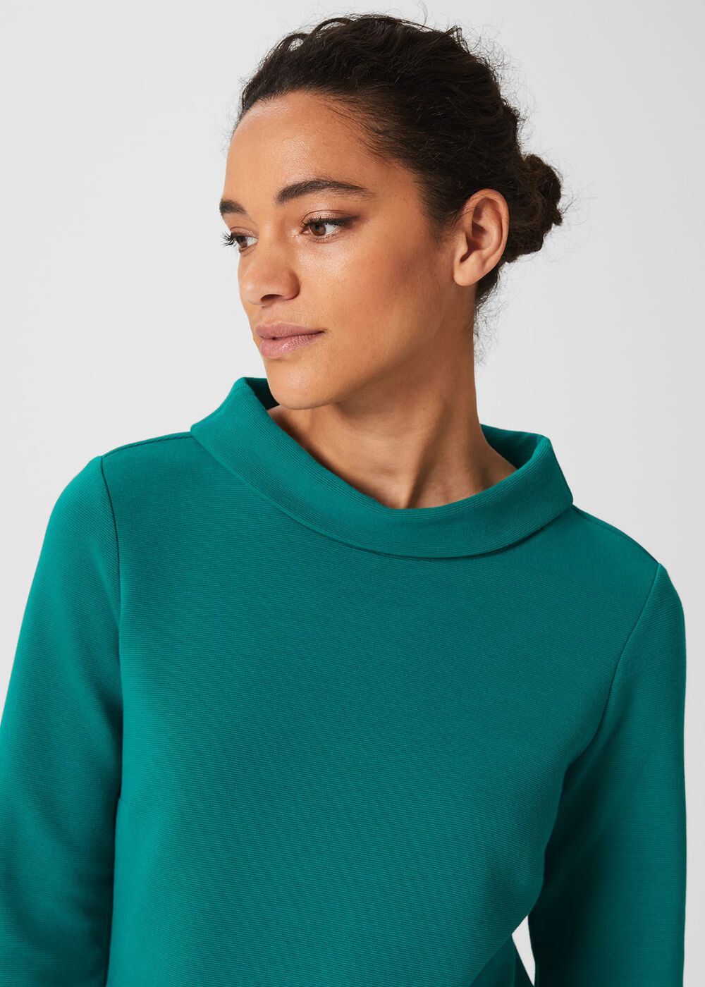 Betsy Textured Top With Cotton , Ocean Green, hi-res