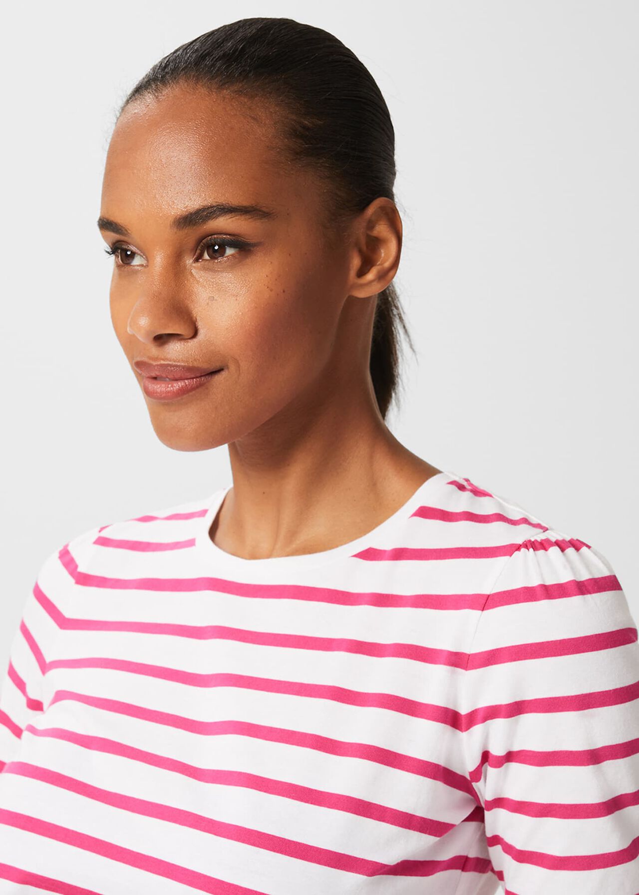 Eva Cotton Striped T-Shirt, Azalea Pink, hi-res