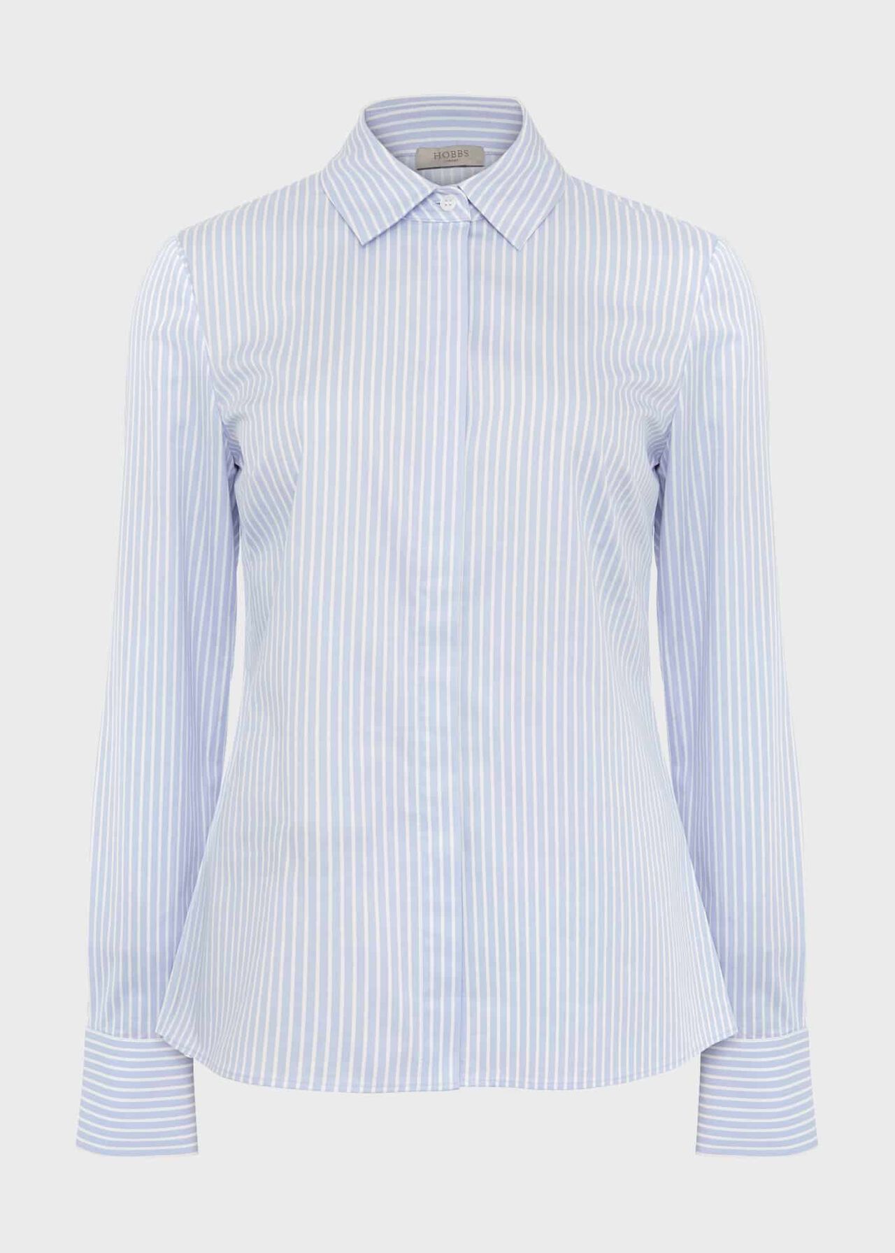 Victoria Cotton Blend Shirt, Pale Blue White, hi-res