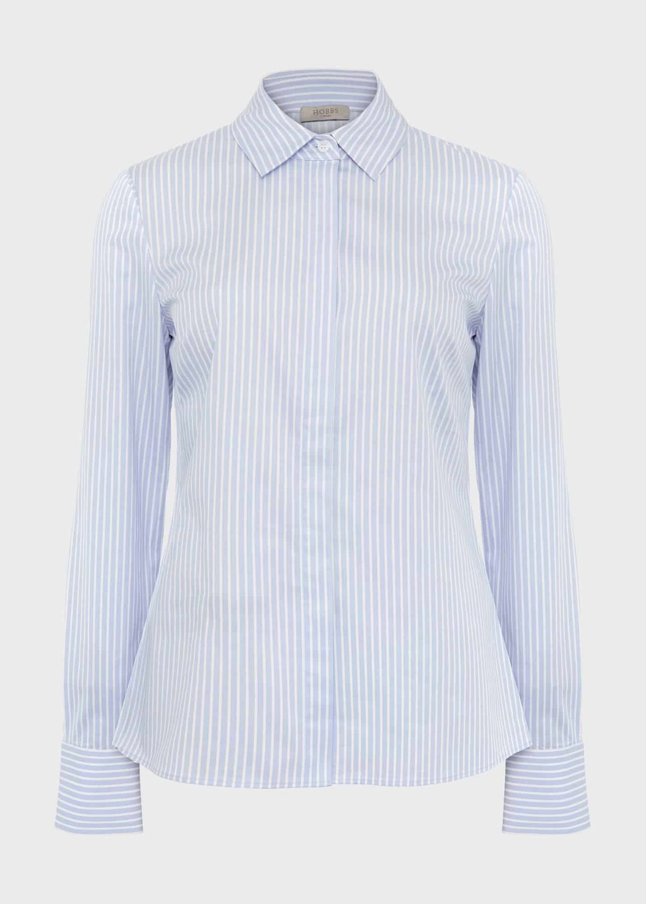 Victoria Cotton Blend Shirt, Pale Blue White, hi-res