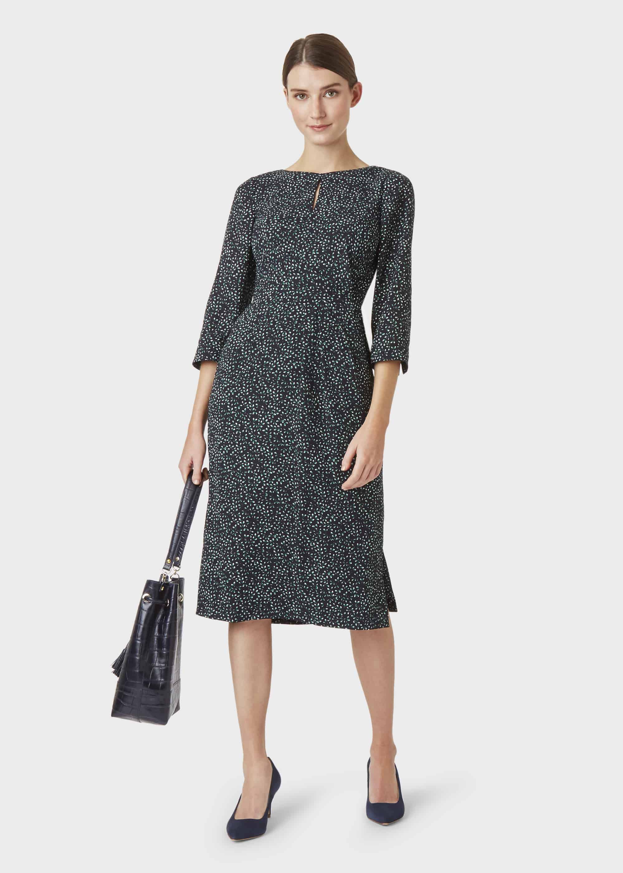 navy and green dress