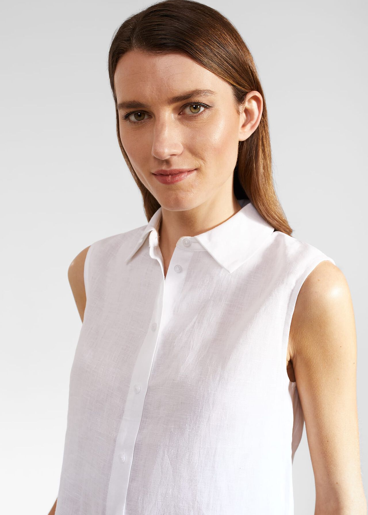 Salem Linen Top, White, hi-res