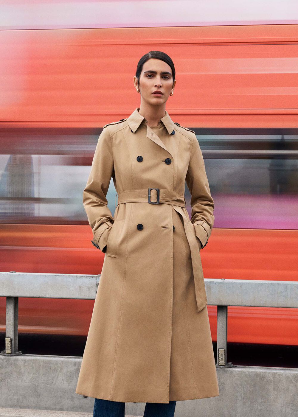Aria Shower Resistant Trench Coat, Fawn Beige, hi-res