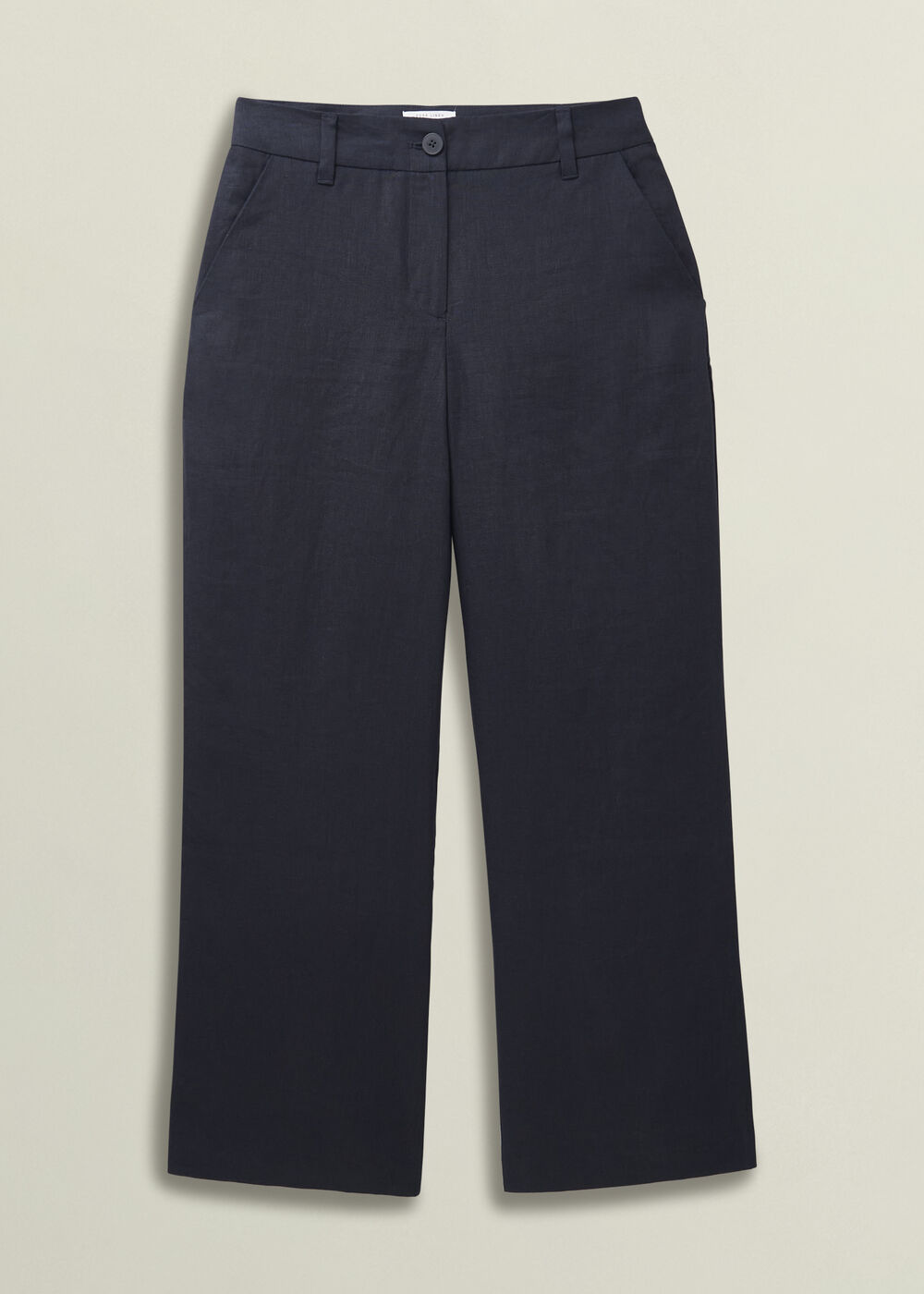 Petite Lynn Linen Trousers, Navy, hi-res