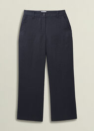 Petite Lynn Linen Trousers, Navy, hi-res